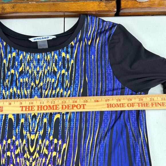 Nygard Black Jersey Knit Stretch Tunic Mixed Media Pull Over M Top Art to Wear - Picture 3 of 7